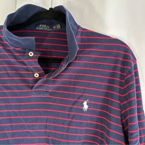 Polo by Ralph Lauren Men's Blue and Red Striped Polo Rugby size xxl